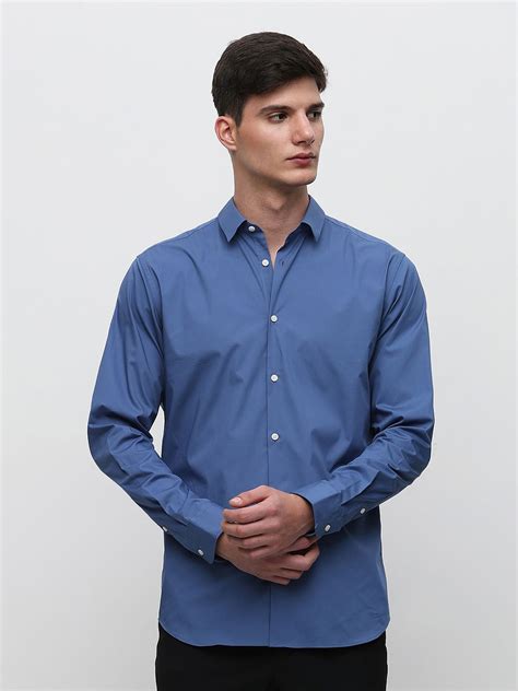 Buy Blue Slim Fit Formal Shirt for Men Online