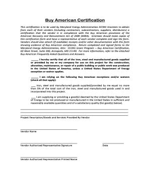 Buy American Act Certificate Template - Fill Online, Printable ...