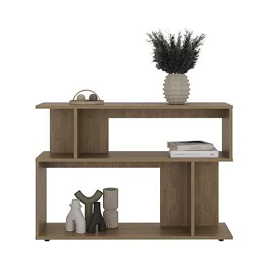 Asymmetrical Sofa SideTable with Open Storage Shelves, A Top Shelf ...