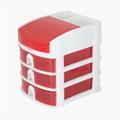 Buy Regan Connor Red Solid Rectangular Three Tier Mini Drawer Cabinet ...