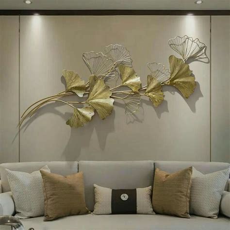 3D Golden Ginkgo Leaves Metal Art Décor – Myindianthings