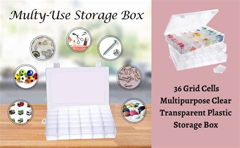 EGOODZ 36 Grid Cells Multipurpose Clear Transparent Plastic Storage Box ...