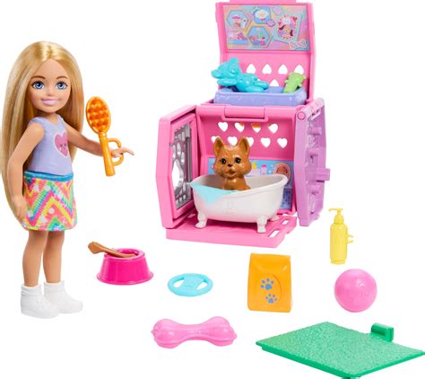 Amazon.com: Barbie Chelsea Puppy Carrier Playset, Blonde Small Doll and ...