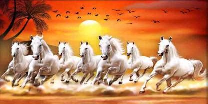 Vastu Seven Lucky Running Horses Waterproof Vinyl Sticker Big Size ...