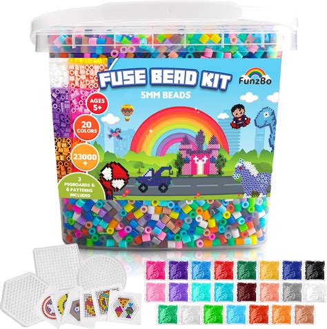 Amazon.com: Fuse Beads Kit - 48 Colors 5mm Fuse Beads Set with Pegboards, Ironing Papers and ...