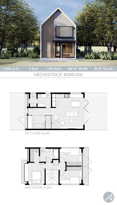 Compact Tiny House Plan - 3 Bed, 1.5 Bath, 1 Den, 1150 sq ft | Small ...