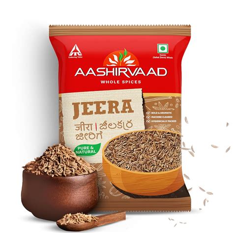 Aashirvaad Jeera, Aromatic Whole Spice, Thick, Tall & Whole Seeds, Dark ...