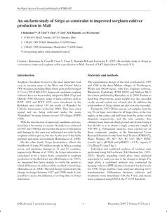 An on-farm study of Striga as constraint to improved sorghum cultivar ...