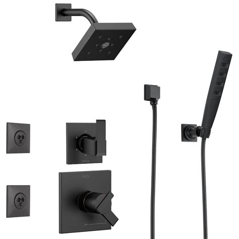 Shop Delta Ara 6-Setting Matte Black Shower System with Shower Head ...