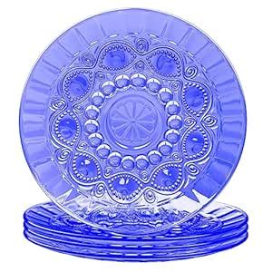 Buy elle decor Glass Dessert Plate | Set of 4 | Blue | 6-Inch | Dessert ...