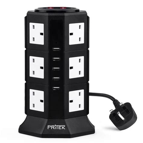 Buy Extension Lead, PRITEK 12 Outlets Extension Socket 10A/2500W 1000J ...