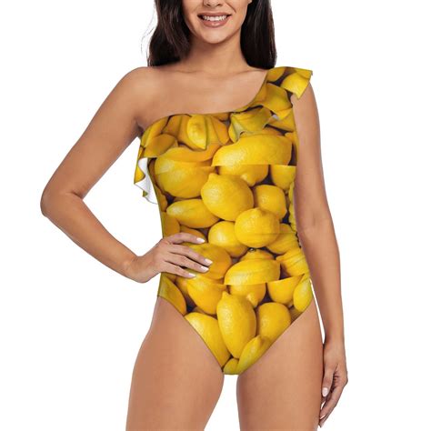 Bingfone Ripe Yellow Lemon Print Womens One Piece Swimsuits One ...