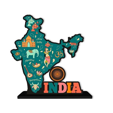 Buy Artvibes Wooden Idols and Fantasy Figurine India Map Designer Table ...