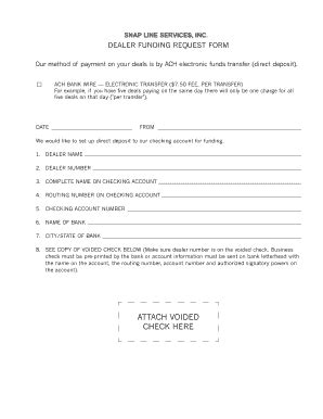 Fillable Online SnapLine Dealer ACH Request Form Fax Email Print ...