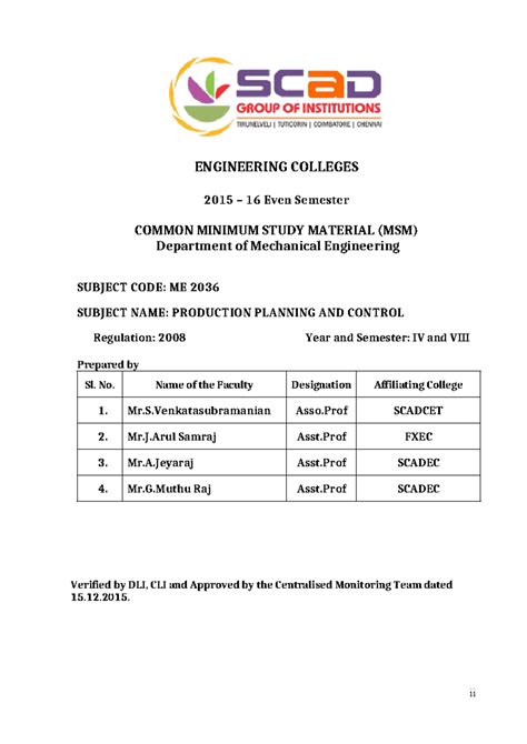 Lesson Plan - course plane - ENGINEERING COLLEGES 2015 – 16 Even ...