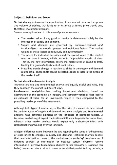 Technical and Fundamental Analysis - Subject 1. Definition and Scope ...