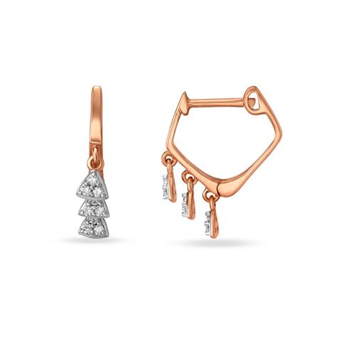Striking Triangle Motif Diamond Hoop Earrings