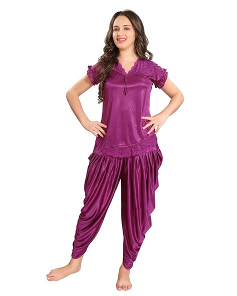 Buy AV2 Women Satin Top & Pyjama Set 1215 Cherry at Amazon.in