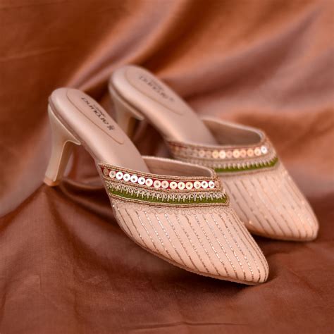 Tira Golden Mules | Slip on Sandals For Weddings and Festivities ...