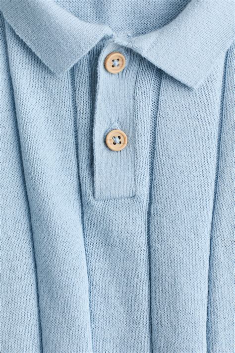 Light blue Knitted polo shirt for kids | H&M IN