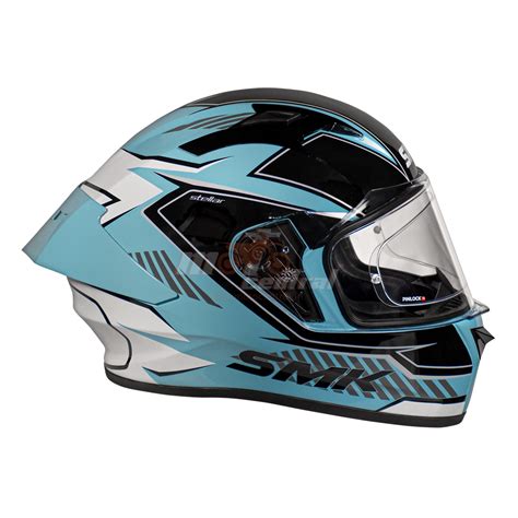 SMK Stellar Sports Adox Gloss Blue White Black (GL512) Helmet– Moto Central