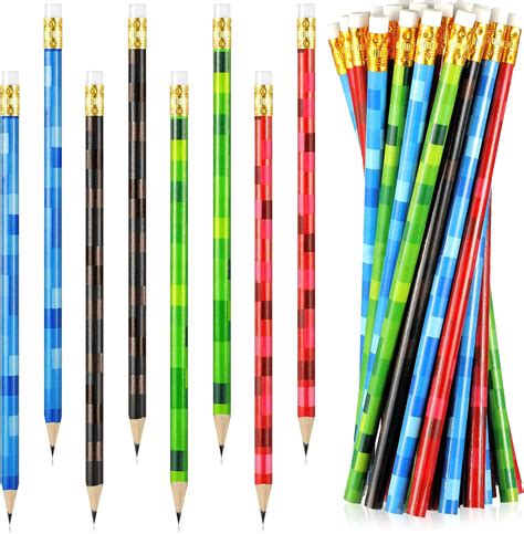 Buy 36 Pieces Pixel Themed Pencils Multicolor Miner Style Pixelated ...