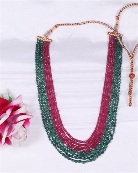 Natural Emerald & Ruby Gemstone Beads Necklace Jewelry – Raj Gems