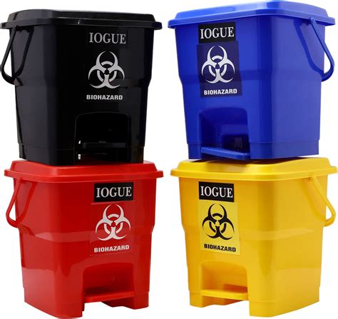 iogue Plastic BioMedical Pedal Garbage Waste Dustbin 16 LTR (Red + Blue ...