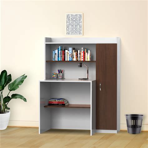 Carvin Study Table with Storage and BookShelf - Brazilian Walnut and ...