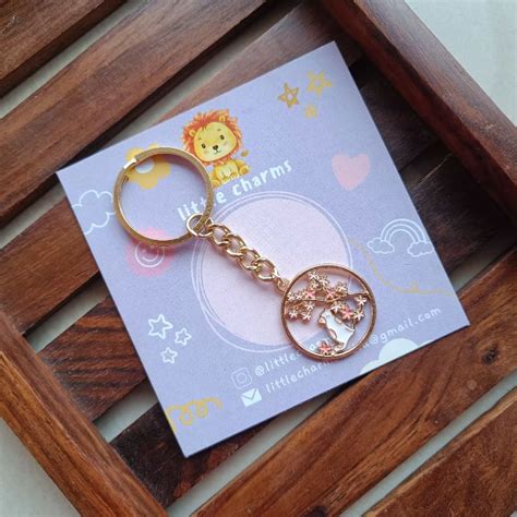 Buy Ring in small flowers bunny Keychain online from little charms