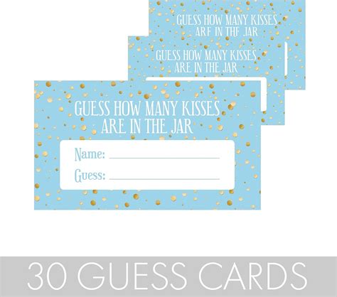 Buy How Many Kisses Baby Shower Game - Blue and Gold (Extra Cards ...