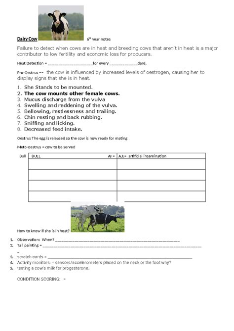 Dairy Cow 6th Year Notes: Heat Detection & AI Techniques - Studocu