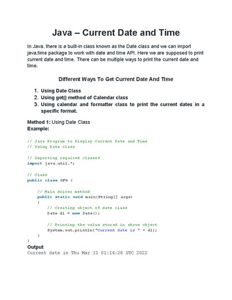 Java – Current Date and Time - Here we are supposed to print current ...
