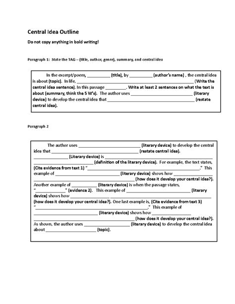 Central Idea Outline 2P - Central Idea Outline Do not copy anything in ...