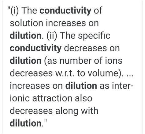 effect of dilution on conductance - Brainly.in