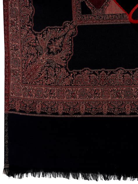 Women Fine Wool Jamawar Jaal Kashmiri Royal Border Black Shawl – mizash