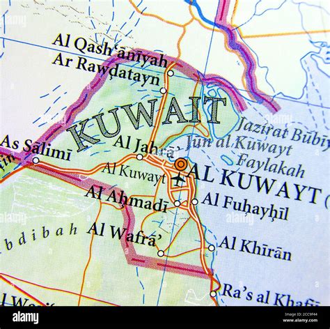 Geographic map of Kuwait with important cities Stock Photo - Alamy