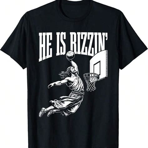 He Is Rizzin Funny Jesus Basketball Meme T-Shirt | SHEIN USA