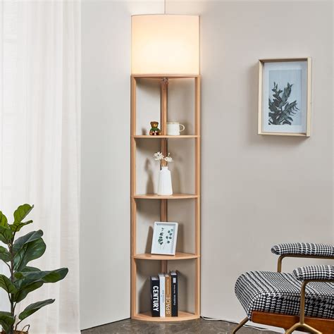 ATAMIN Alvis Edge Tall Modern Corner Floor Lamp with Shelf Storage ...