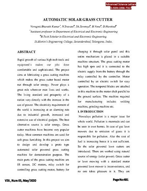 Automatic Solar Grass Cutter - E-ISSN:1936- 7317 AUTOMATIC SOLAR GRASS ...
