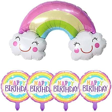 TOYXE 40603 Foil Happy Birthday Rainbow Balloons (Rainbow) Set of 5 pcs ...