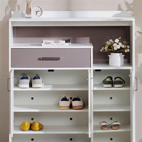 Buy Quadro 12 Pairs Shoe Cabinet with Drawer - White from Home Centre ...