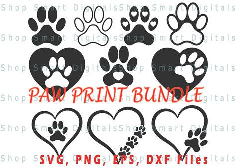 Paw Print Svg Dog Svg Paw SVG Heart and Paw Print Svg - Etsy Hong Kong