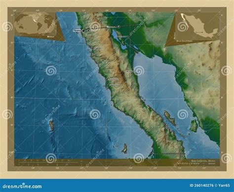 Baja California, Mexico. Physical. Labelled Points of Cities Stock ...