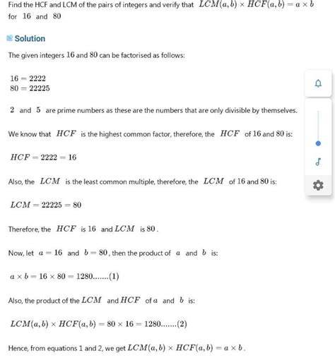 for a given pair of numbers (a,b ) verify that lcm(a,b) ×hcf (a,b)=axb ...