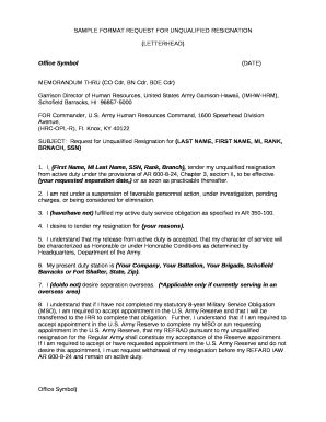 SAMPLE AT REQUEST FOR UNQUALIFIED RESIGNATION Doc Template | pdfFiller