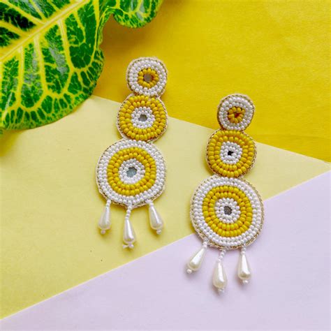 Whirl Earrings | Hand-embroidered accessory for Haldi Mehendi Gifting ...