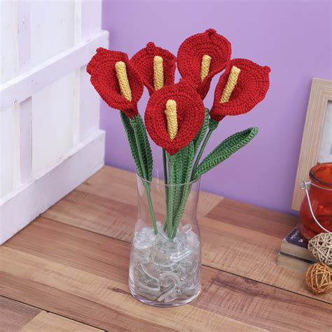 Calla Lilies - Handcrafted Crochet Flowers - Red/Sunshine – Magic Needles