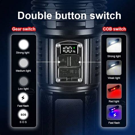 Ultra-Bright 500,000 Lux Led Flashlight - Rechargeable, Waterproof ...