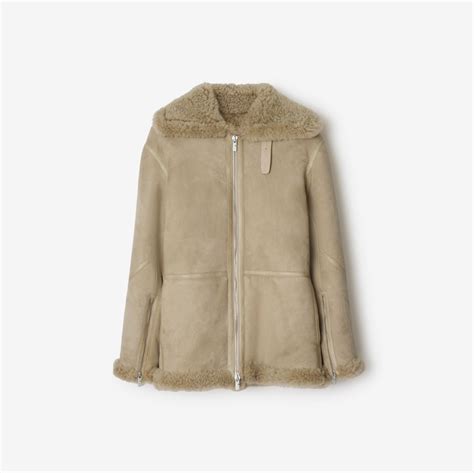 Shearling Aviator Jacket in Field - Women | Burberry® Official